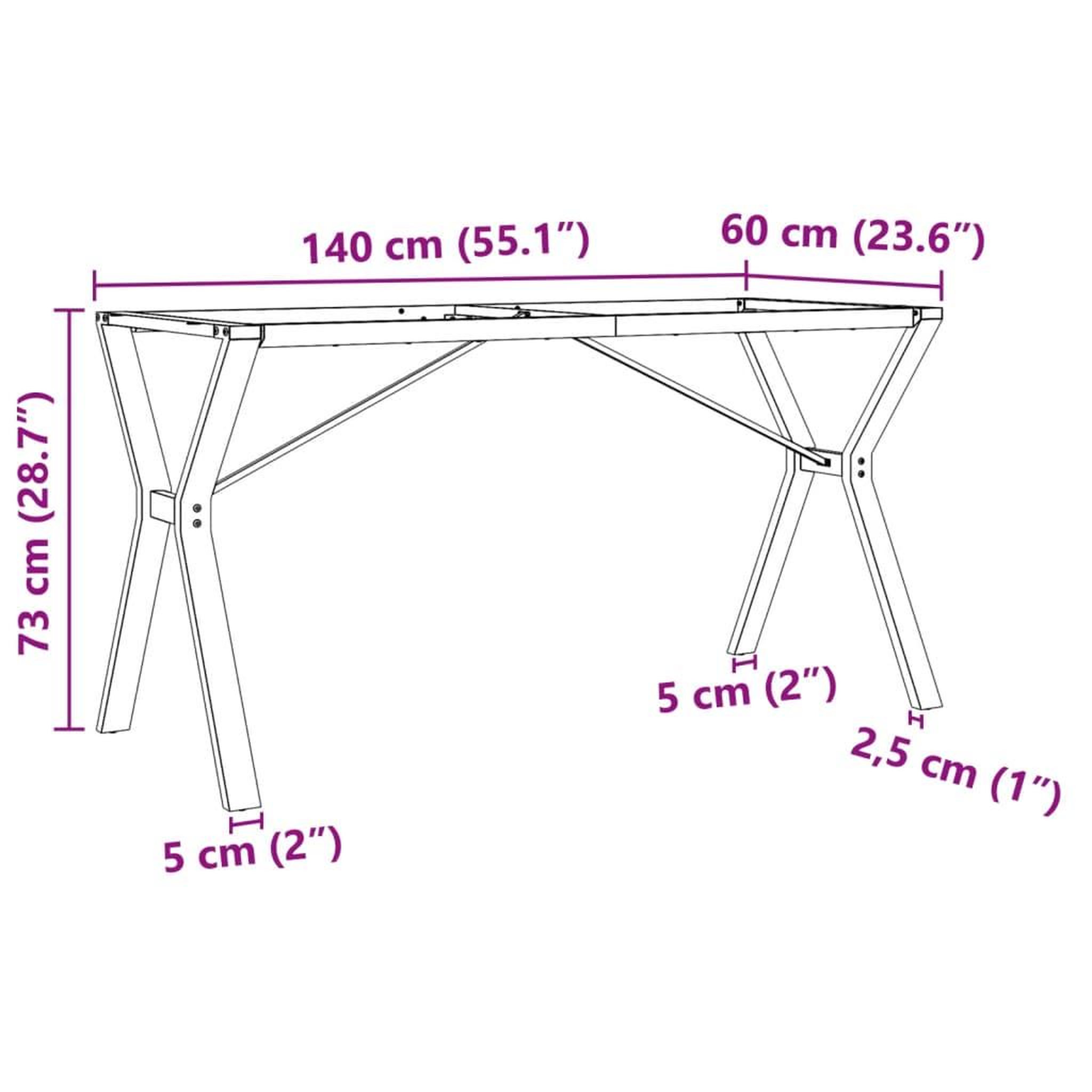 Voir la diapositive 6 : VIDAXL Pieds de table a manger cadre en Y 140x60x73 cm acier