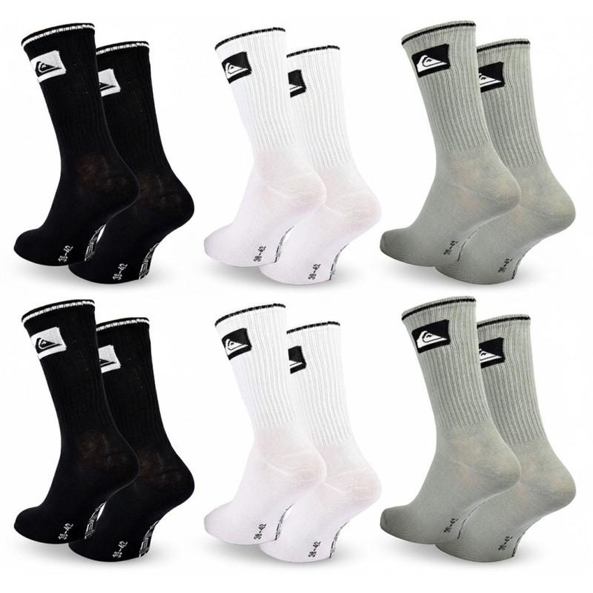 Voir la diapositive 4 : QUIKSILVER Quiksilver Pack de Chaussettes Homme Crew – Lot 6 Paires Regular Lifestyle