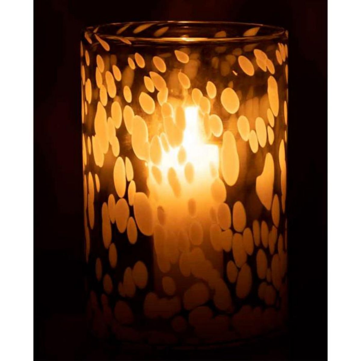 Paris Prix Photophore en Verre  Tâche  30cm Gris & Blanc