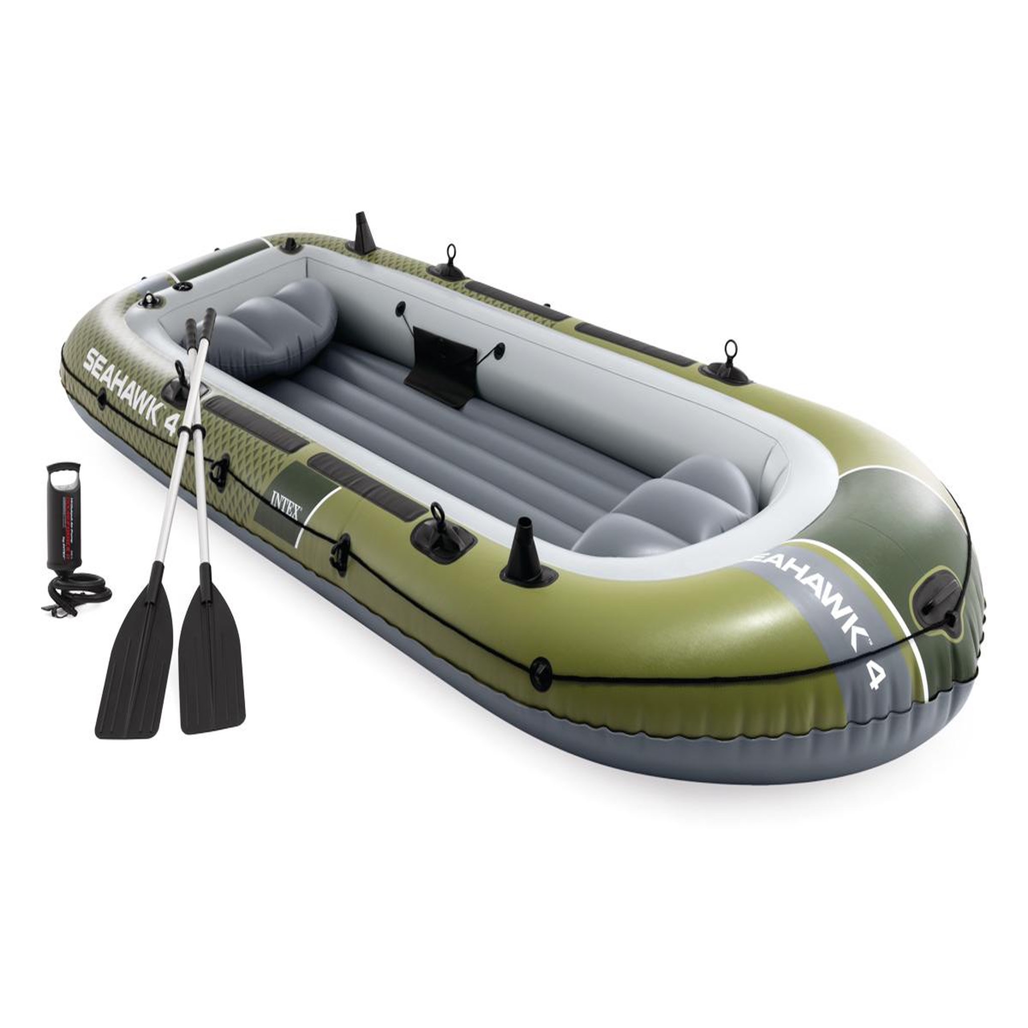 INTEX Kit bateau gonflable 4 places Seahawk 4 avec rames et gonfleur - Intex