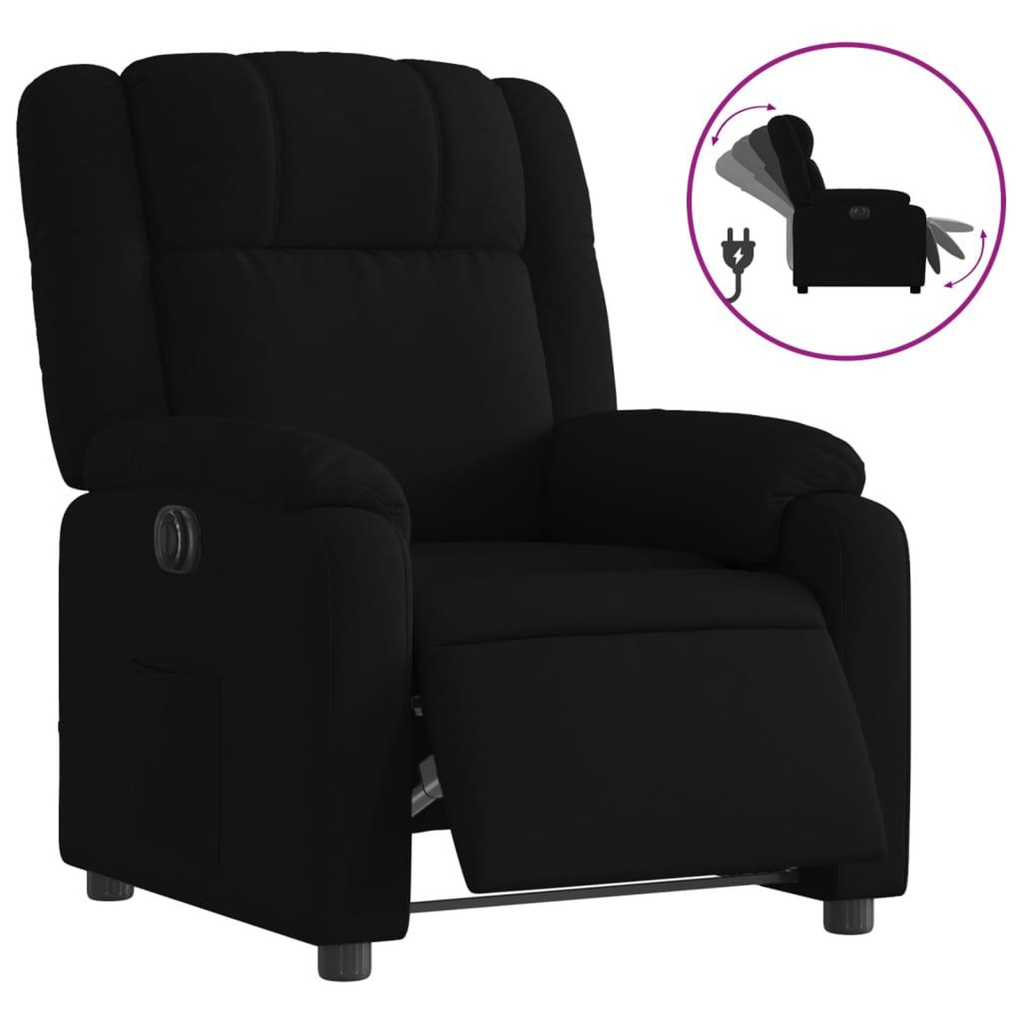 Voir la diapositive 2 : VIDAXL Fauteuil inclinable electrique Noir Tissu