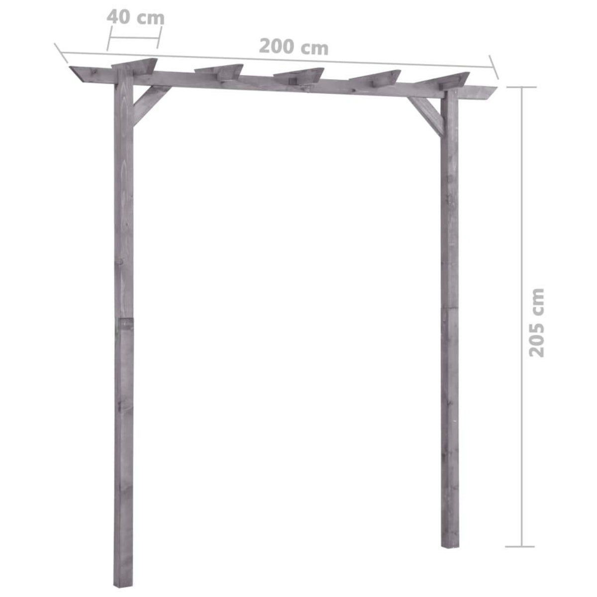 VIDAXL Pergola de jardin Gris 200x40x205 cm Bois de pin impregne