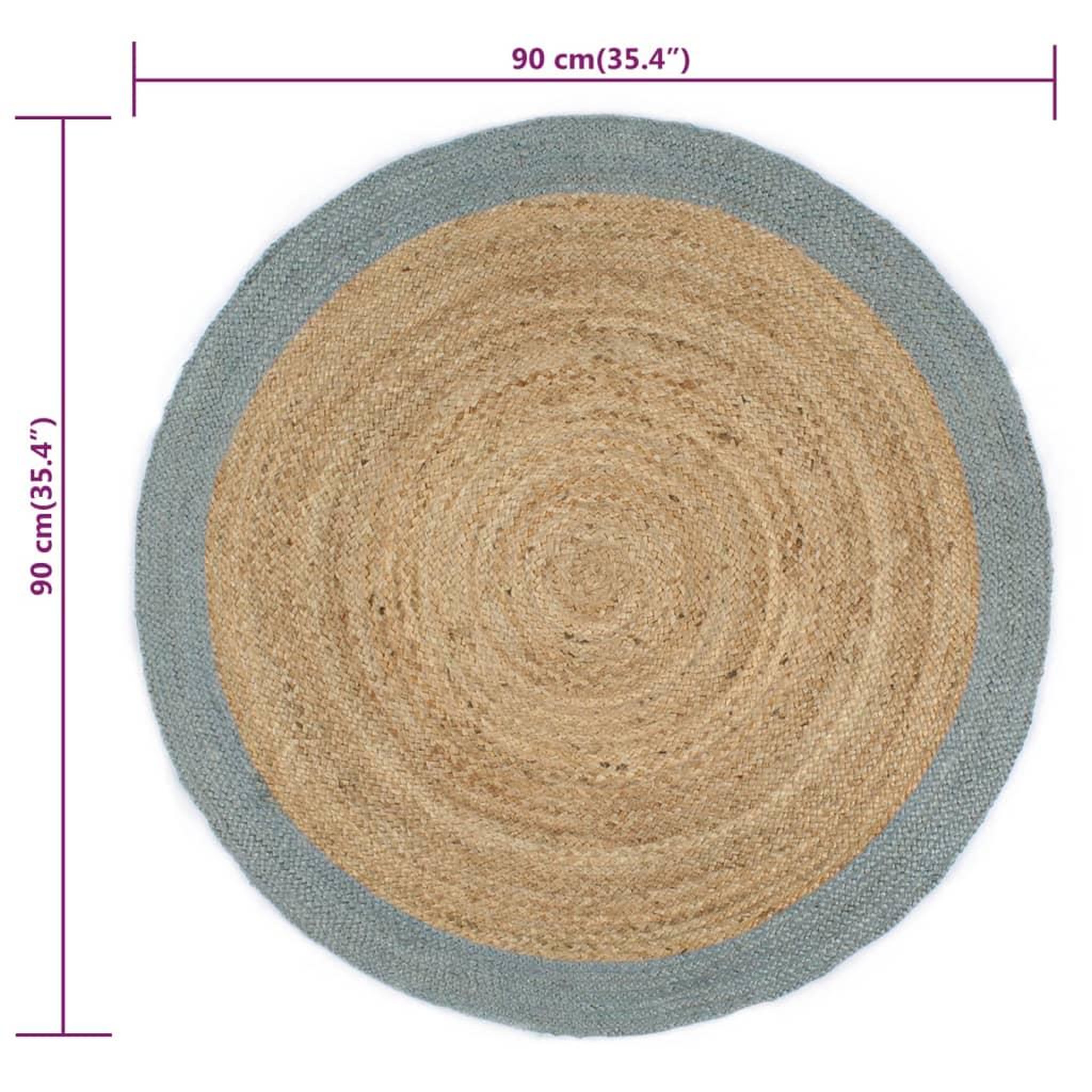 Voir la diapositive 6 : VIDAXL Tapis fait a la main Jute avec bord vert olive 90 cm