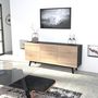 Voir la diapositive 2 : Bahut scandinave 3 portes 1 tiroir L180xP42xH80cm SNOW