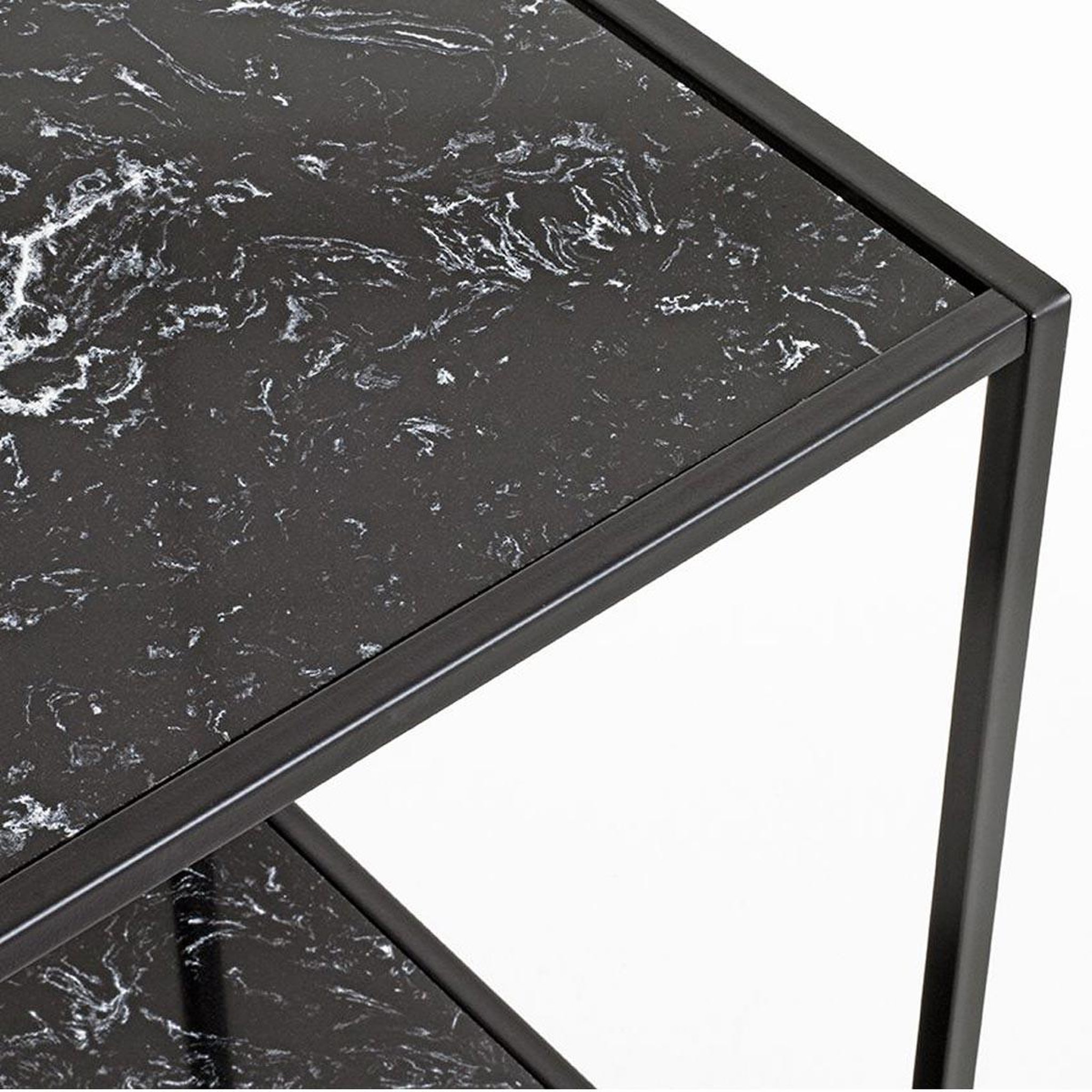 Voir la diapositive 3 : Paris Prix Table d'appoint effet marbre  julia  60cm noir