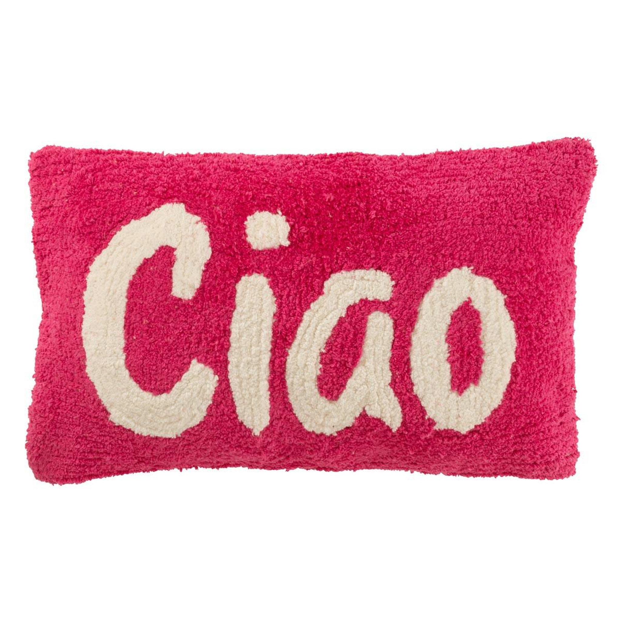 J-LINE Coussin déco tufté ciao  polly  30x50cm rose