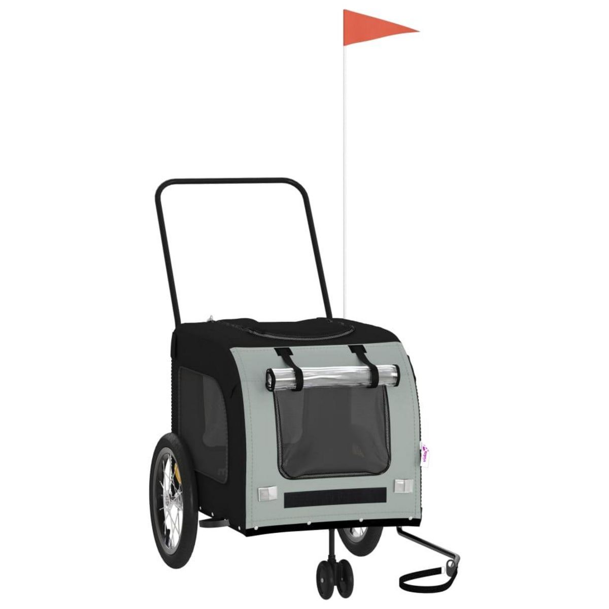 VIDAXL Remorque de velo pour animaux de compagnie noir et gris