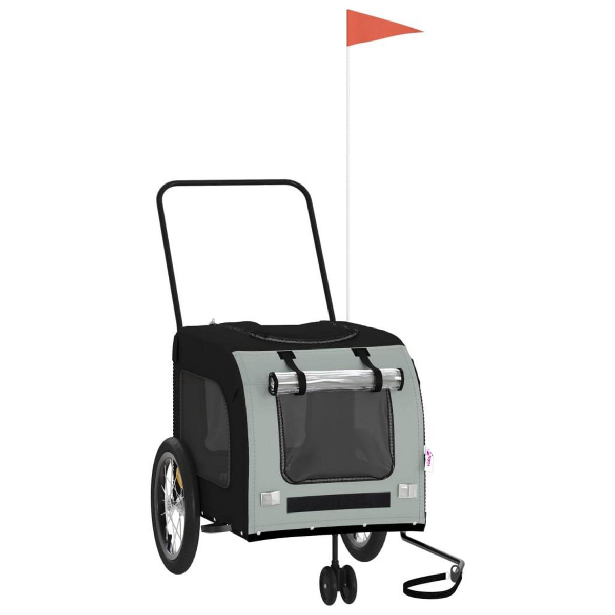 VIDAXL Remorque de velo pour animaux de compagnie noir et gris