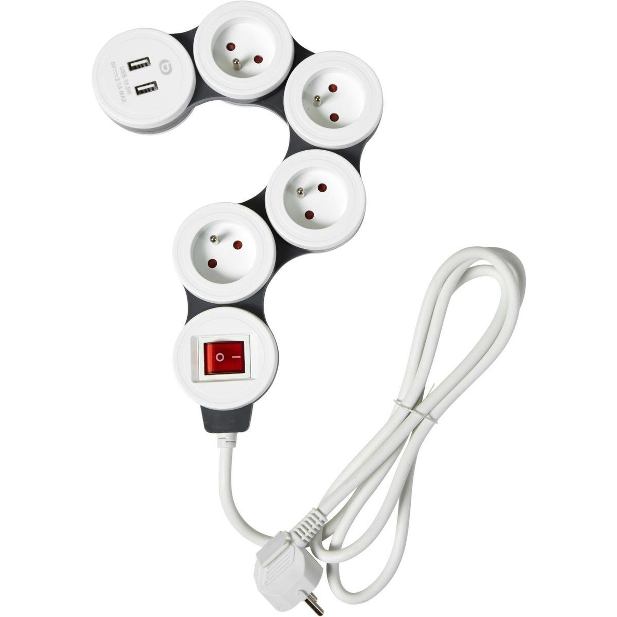 ESSENTIEL B Multiprise rotative 4 prises + 2 usb