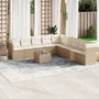 Voir la diapositive 1 : VIDAXL Salon de jardin avec coussins 10 pcs beige resine tressee