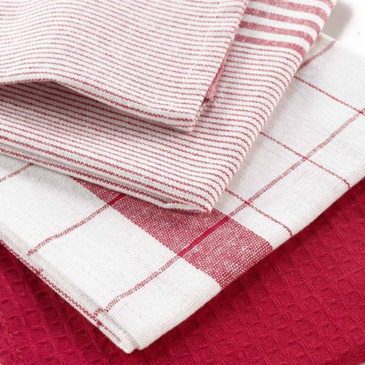 Paris Prix Lot de 3 Torchons  Vibrato  50x70cm Rouge