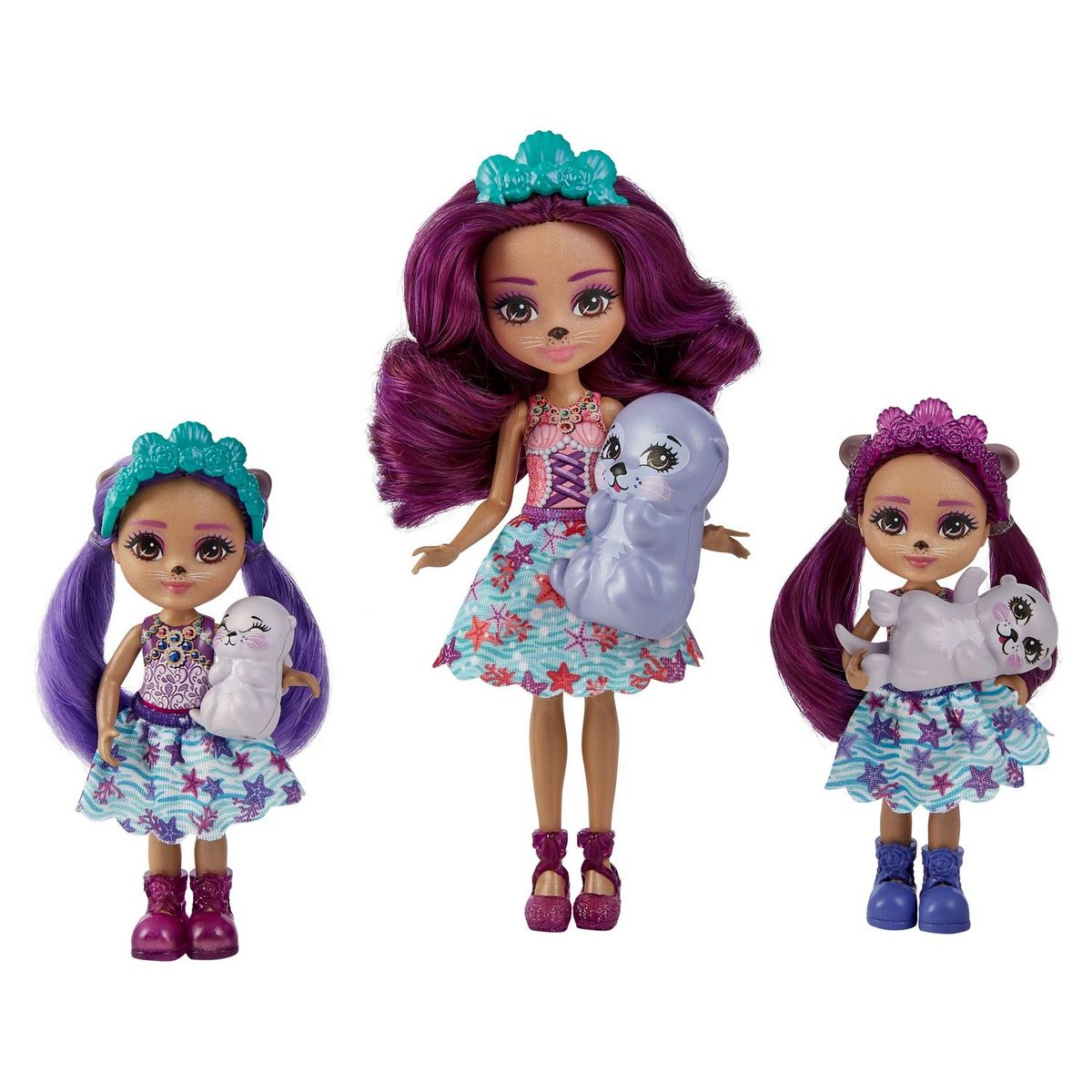 MATTEL Mini-poupée Enchantimals - Famille Loutre et accessoires