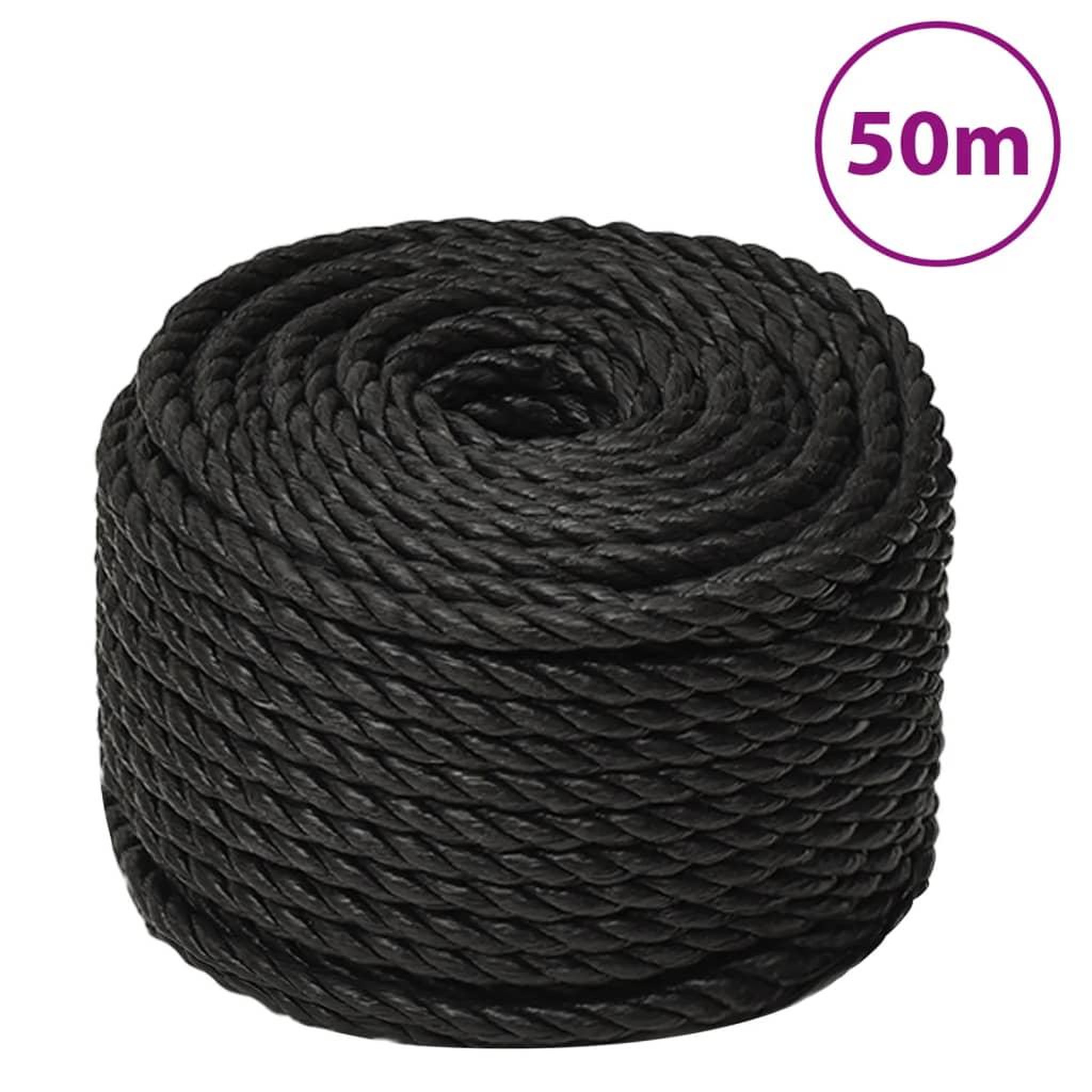 VIDAXL Corde de travail Noir 14 mm 50 m polypropylene