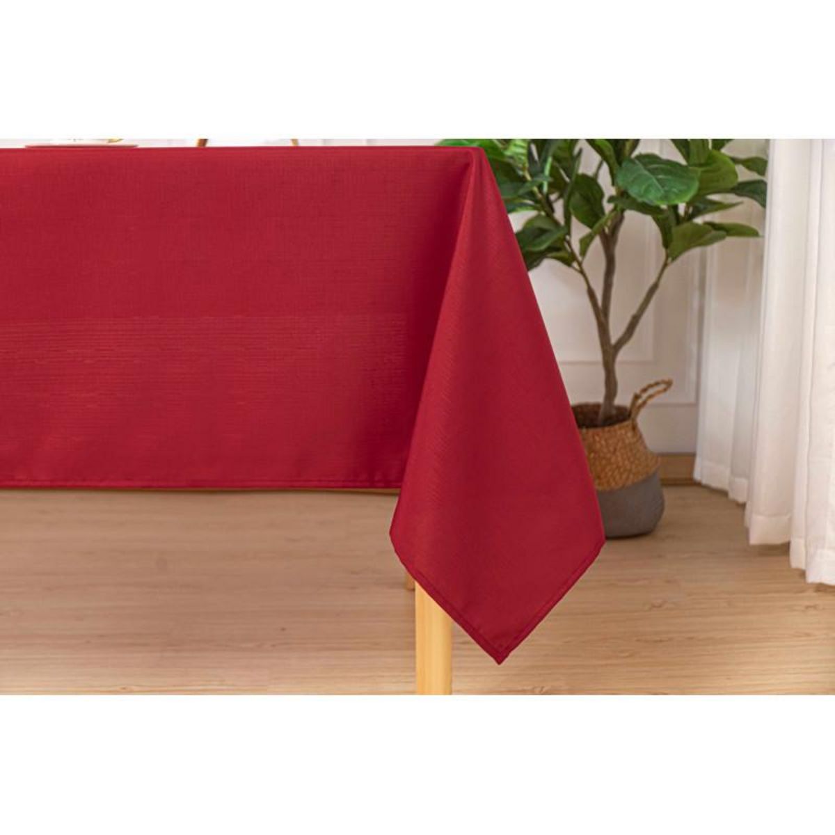 UNIVERS DECOR Nappe antitache unie carrée Rouge 180 x 180 cm