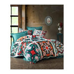 GENERIQUE Parure de lit - 1 housse de couette 220 x 240 cm + 2 taies d'oreiller 60 x 60 cm - 100 % polyester microsatin - Vert