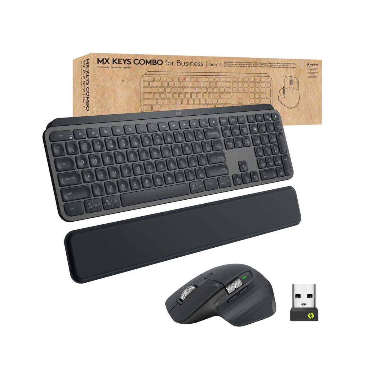 Logitech Logitech MX Keys combo for Business Gen 2 clavier Souris incluse RF sans fil + Bluetooth QWERTY Italien Graphite