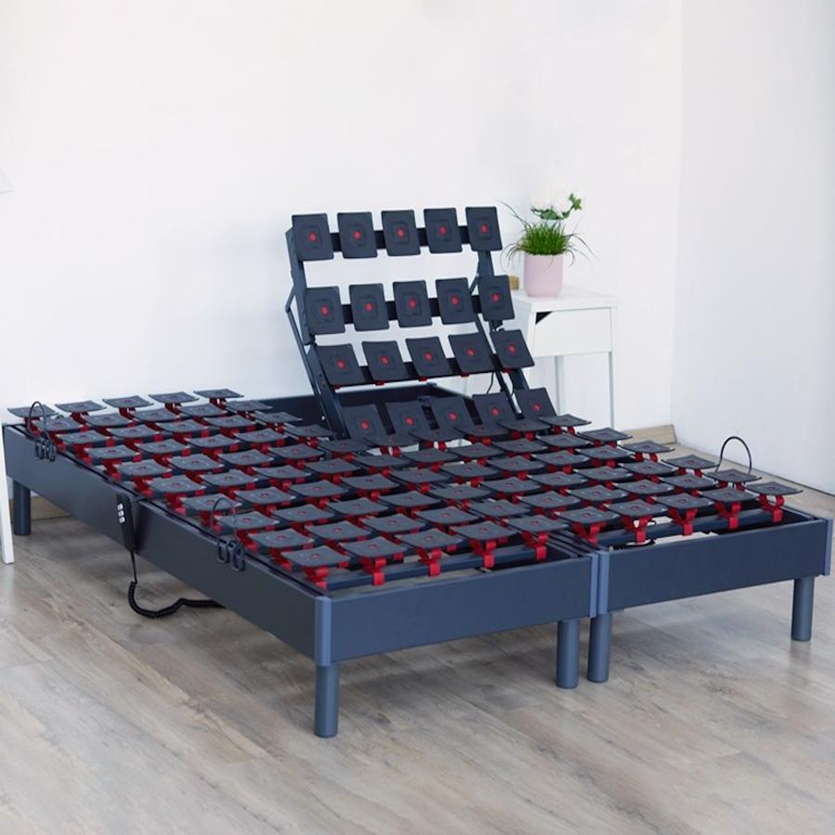 IDLITERIE Lot de Sommiers tous plots reglables gris