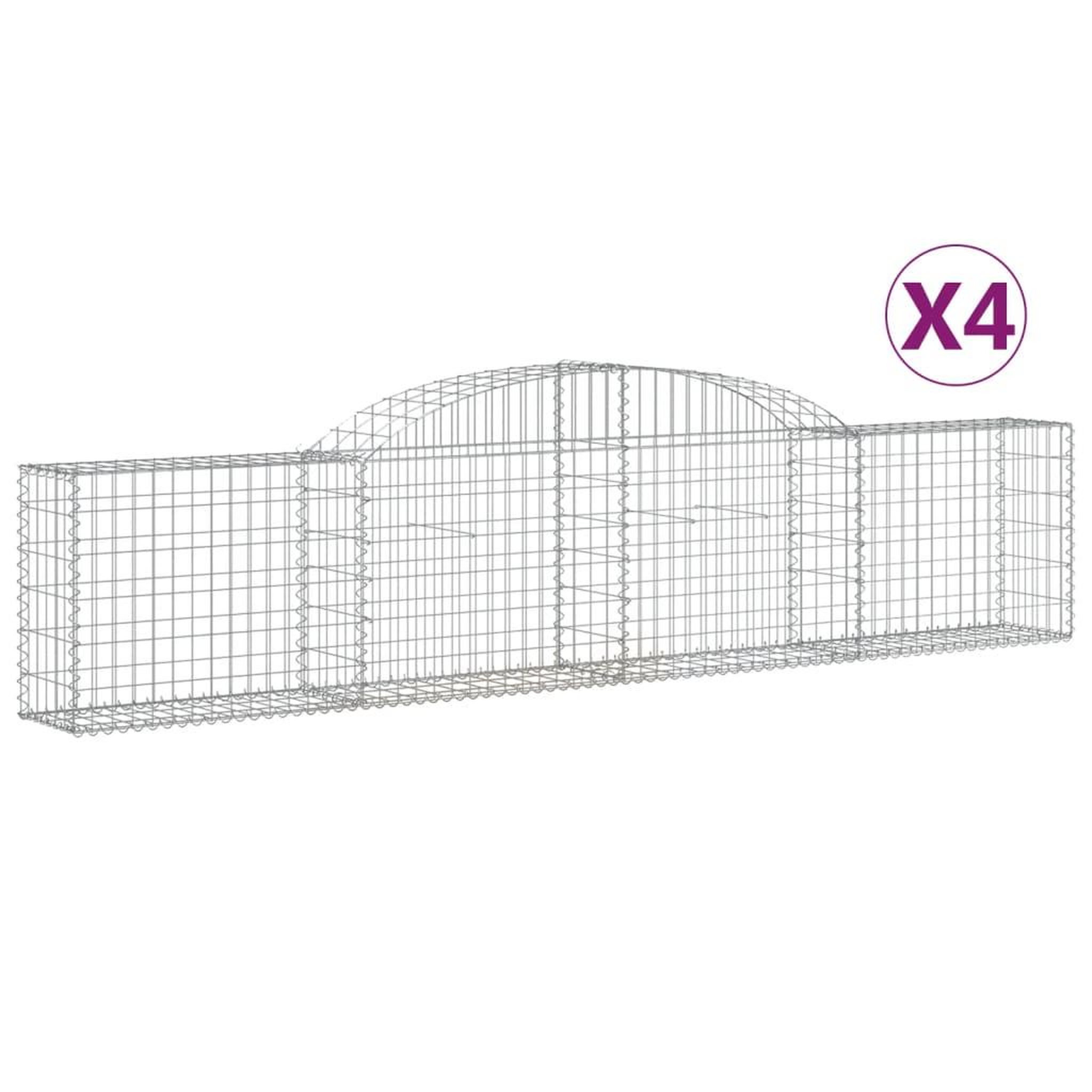 Voir la diapositive 2 : VIDAXL Paniers a gabions arques 4 pcs 300x30x60/80 cm Fer galvanise