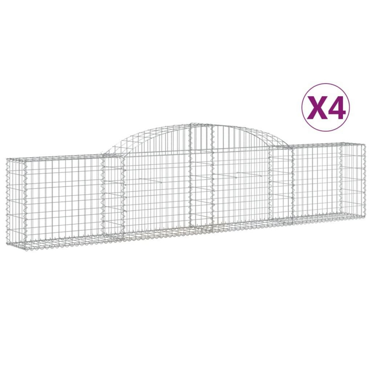 VIDAXL Paniers a gabions arques 4 pcs 300x30x60/80 cm Fer galvanise
