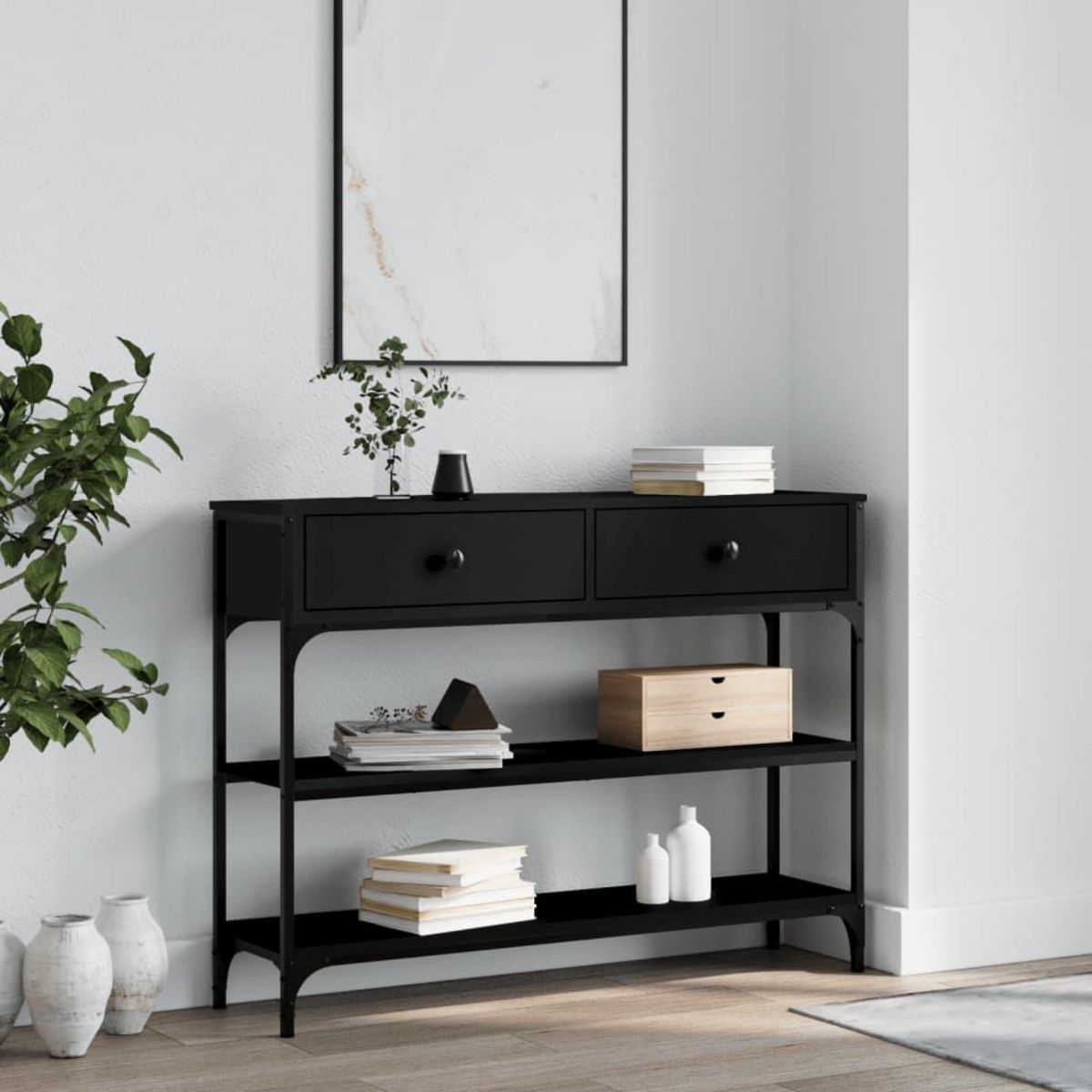 VIDAXL Table console noir 100x25x75 cm bois d'ingenierie