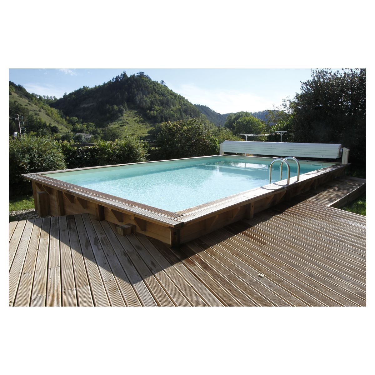 UBBINK Piscine hors sol bois rectangulaire - 350x650x140cm -  Liner Beige- LINEA