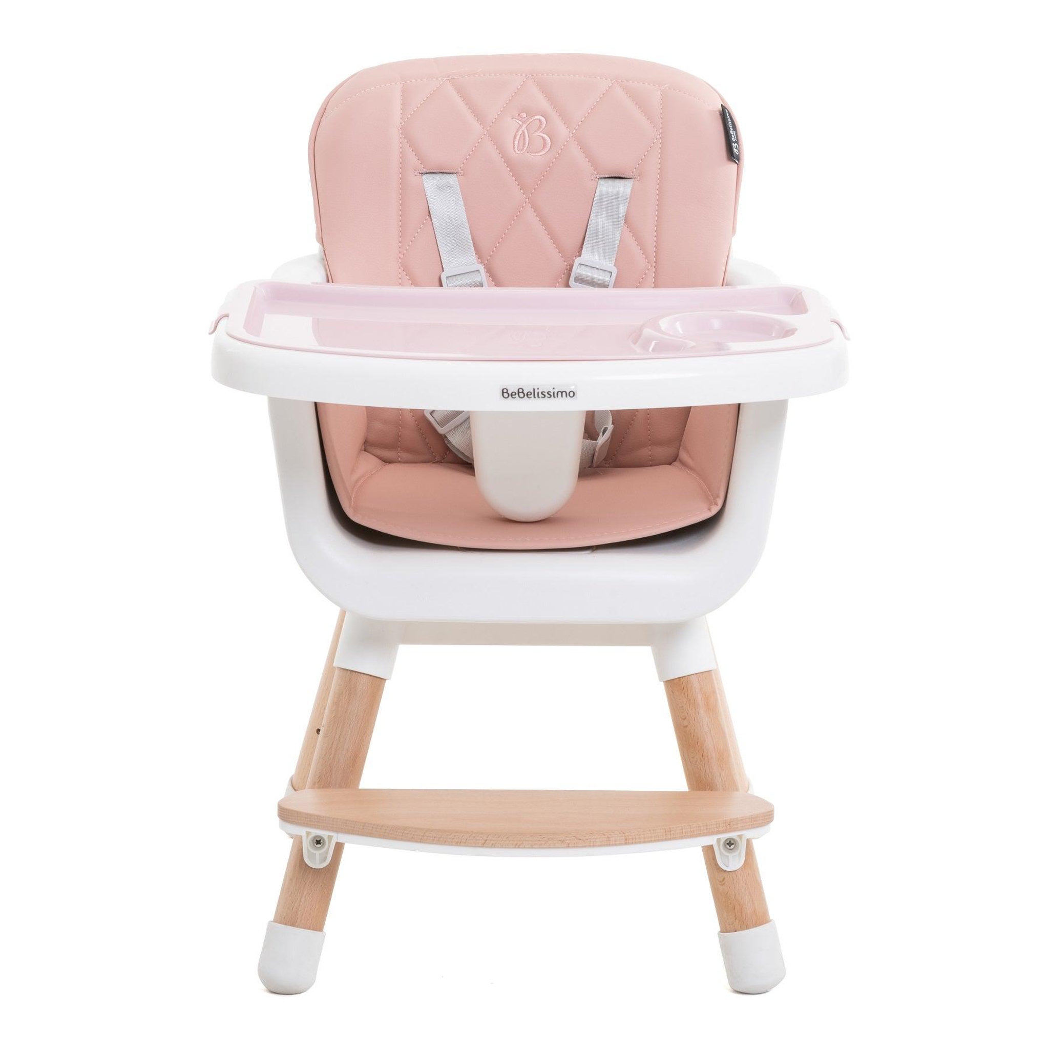 Voir la diapositive 3 : BEBELISSIMO Chaise Haute bébé - Évolutive - Réglable - en Bois - 2 en 1 – 6 mois jusqu'à 5 ans- rose