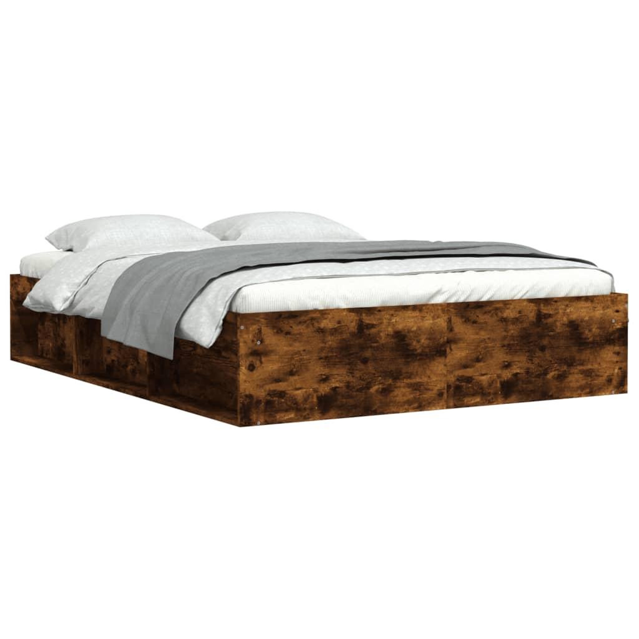 Voir la diapositive 2 : VIDAXL Cadre de lit sans matelas chene fume 140x200 cm