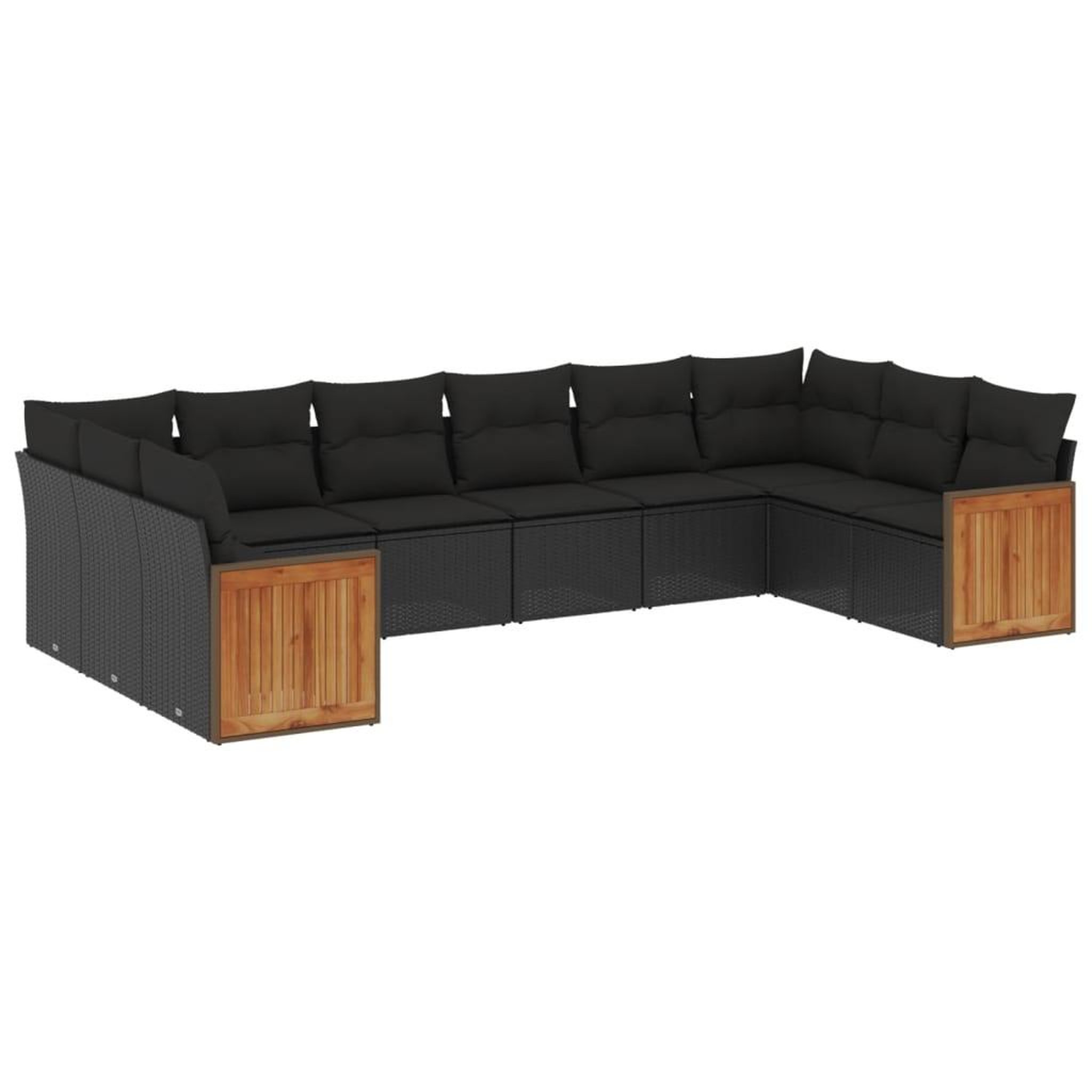 Voir la diapositive 2 : VIDAXL Salon de jardin 10 pcs avec coussins noir resine tressee