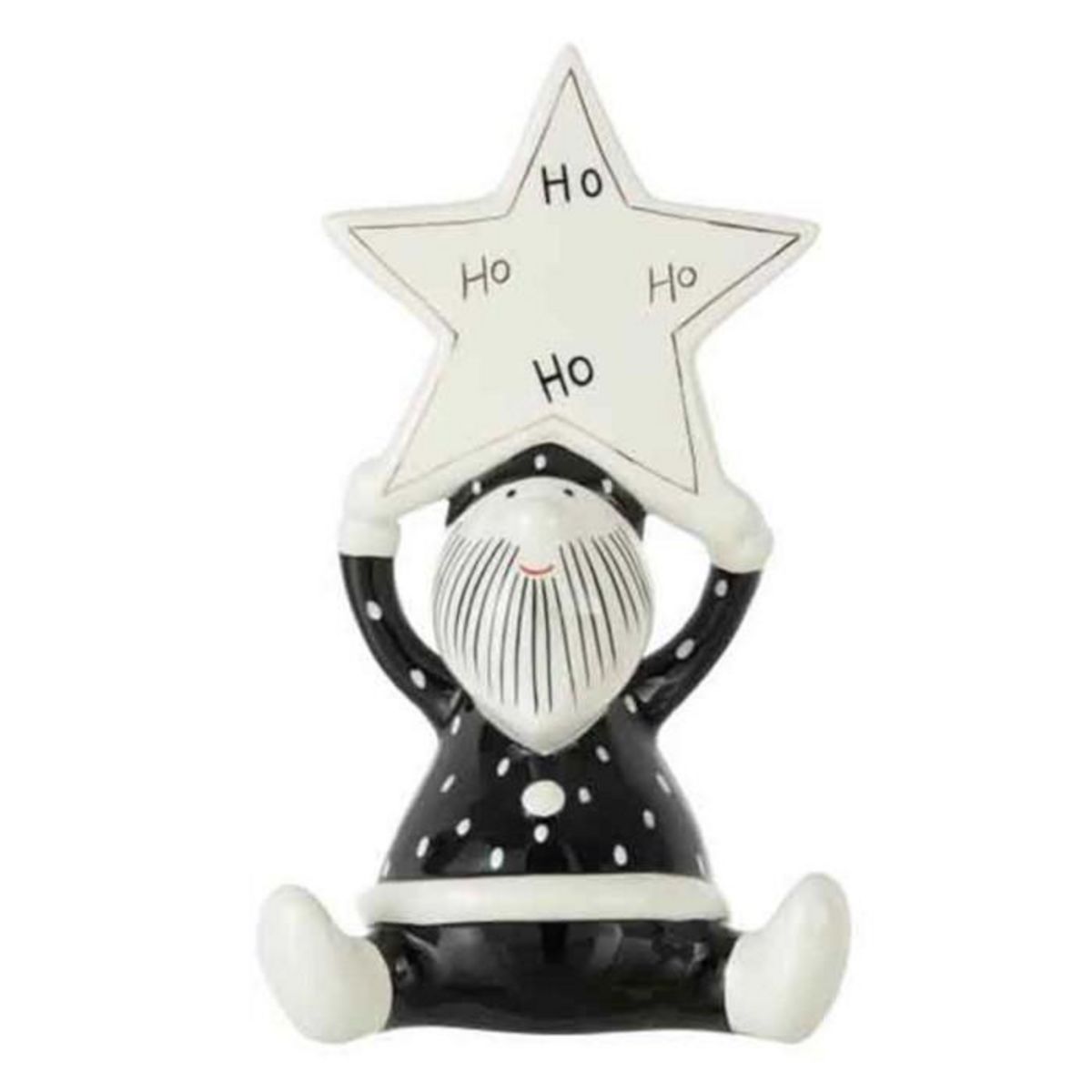 Paris Prix Statuette Déco  Père Noël Ho Ho  26cm Noir & Blanc