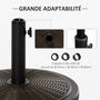 Voir la diapositive 5 : OUTSUNNY Pied de parasol rond base de lestage Ø 48 x 34 cm résine imitation rotin poids net 14 Kg noir bronze