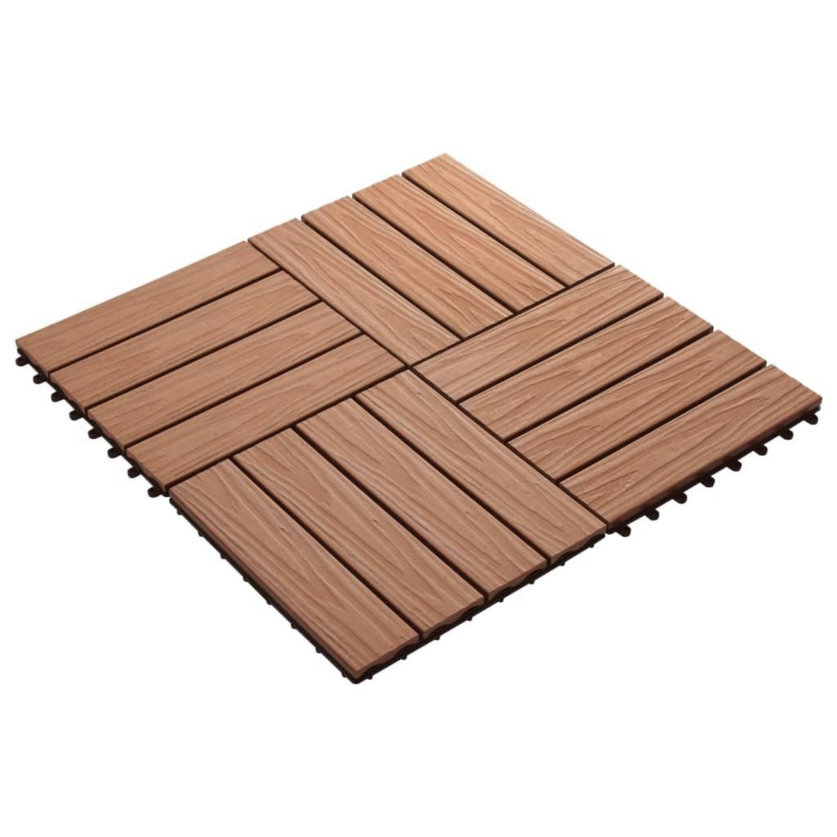 VIDAXL Carreau de terrasse en relief 11 pcs WPC 30 x 30 cm 1 m^2 Marron