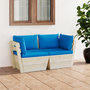 Voir la diapositive 1 : VIDAXL Canape palette a 2 places de jardin avec coussins Bois d'epicea