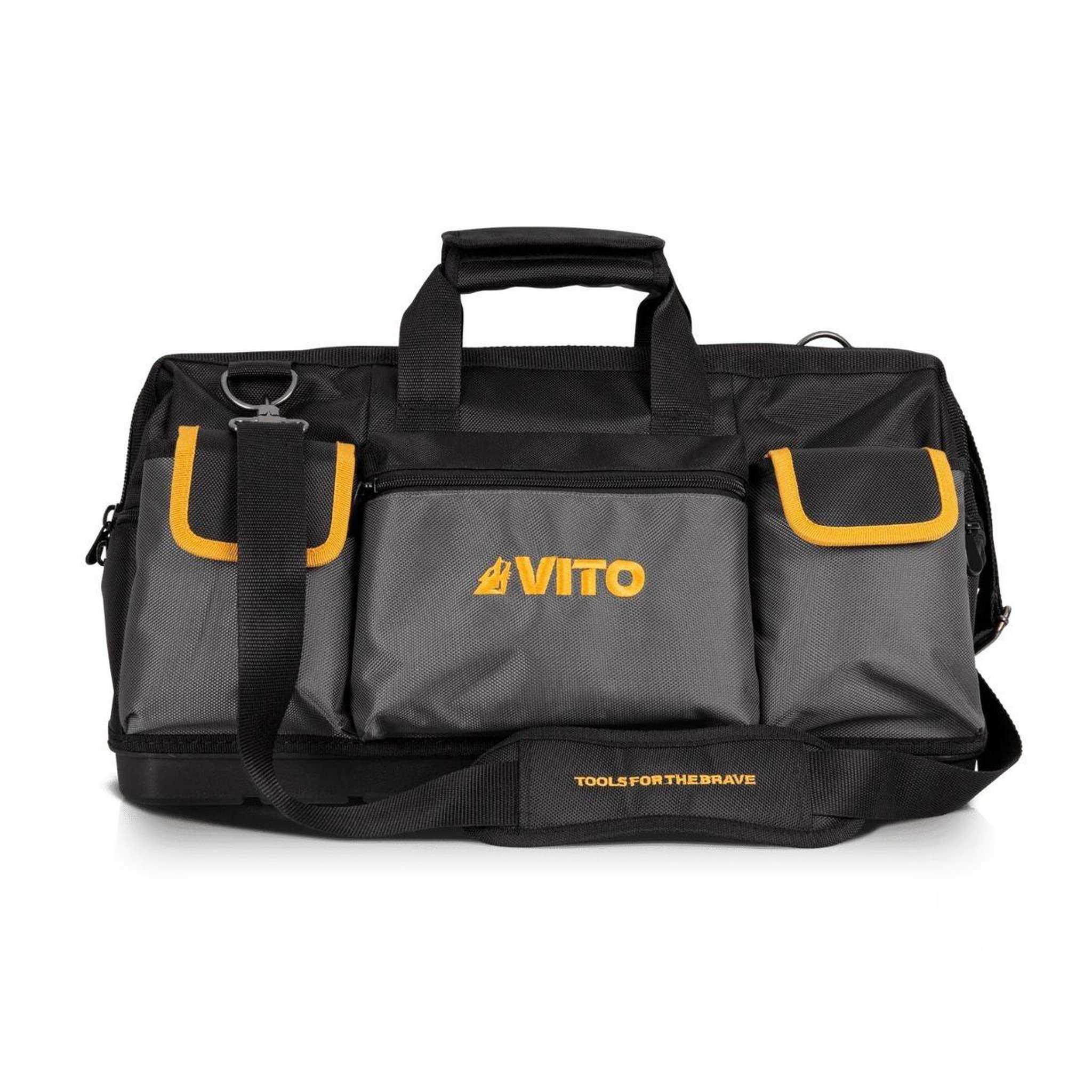 VITO Sac à outils professionnel 35l 8 poches 17 compartiments charge 25kg base rigide fond étanche bandoulière confort vito
