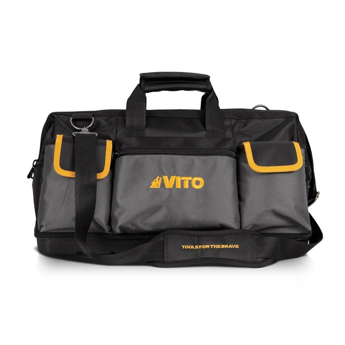 VITO Sac à outils 35L 8 Poches 17 compartiments Charge 25Kg Base rigide Fond étanche Bandoulière Confort VITO