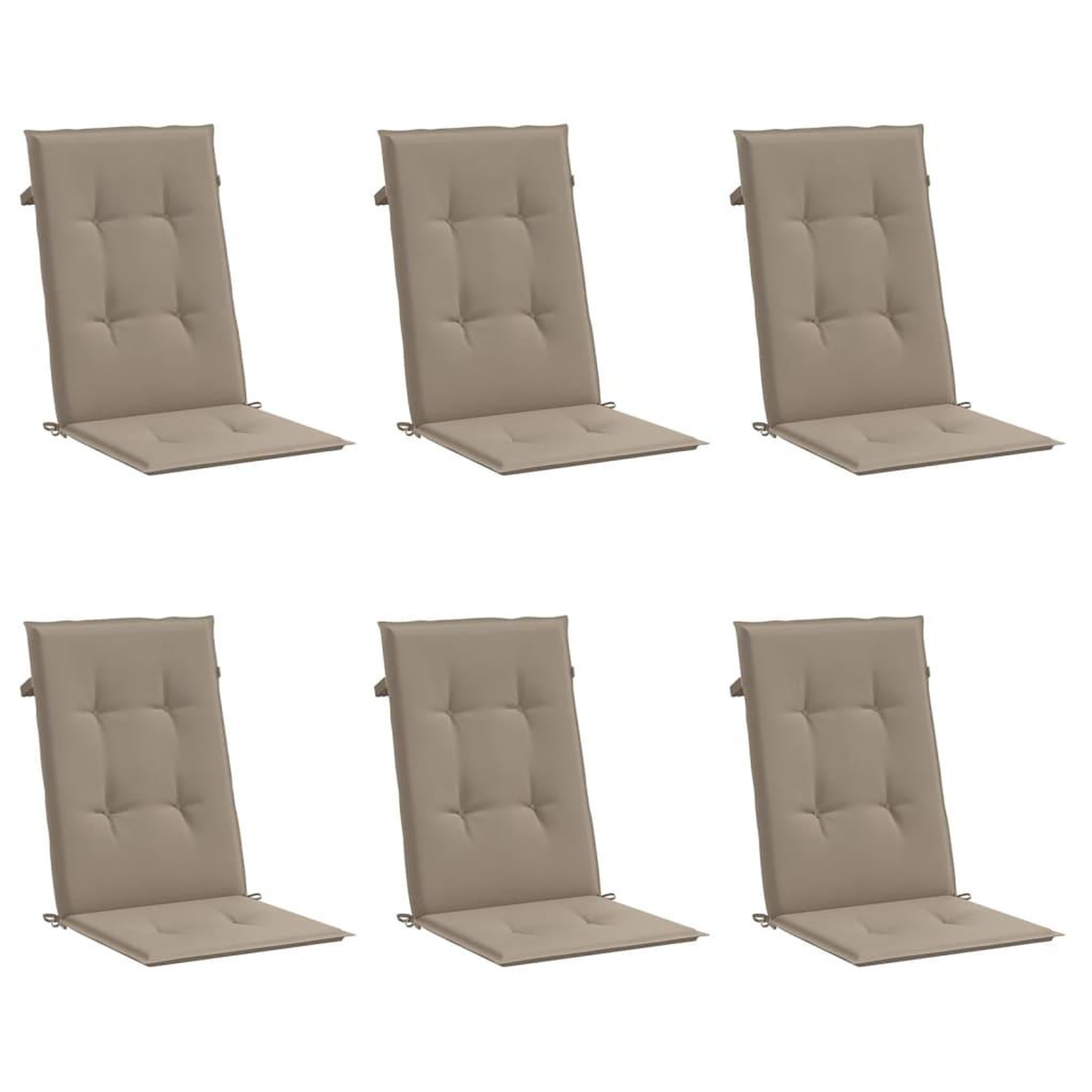 Voir la diapositive 3 : VIDAXL Coussins de chaise de jardin dossier haut lot de 6 taupe tissu