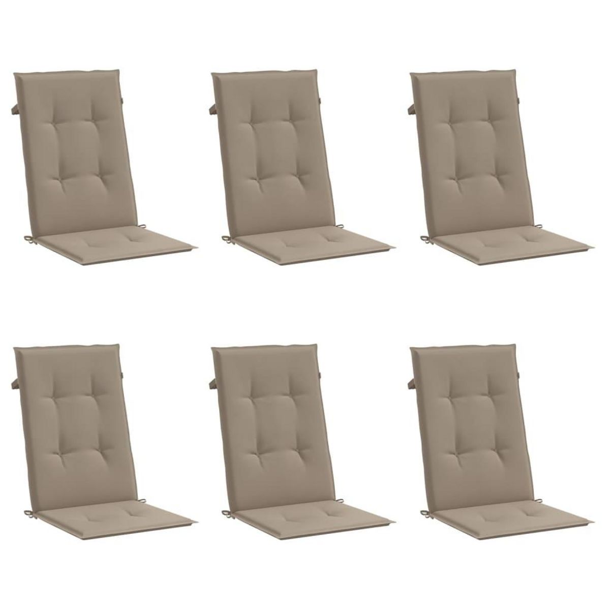 VIDAXL Coussins de chaise de jardin dossier haut lot de 6 taupe tissu
