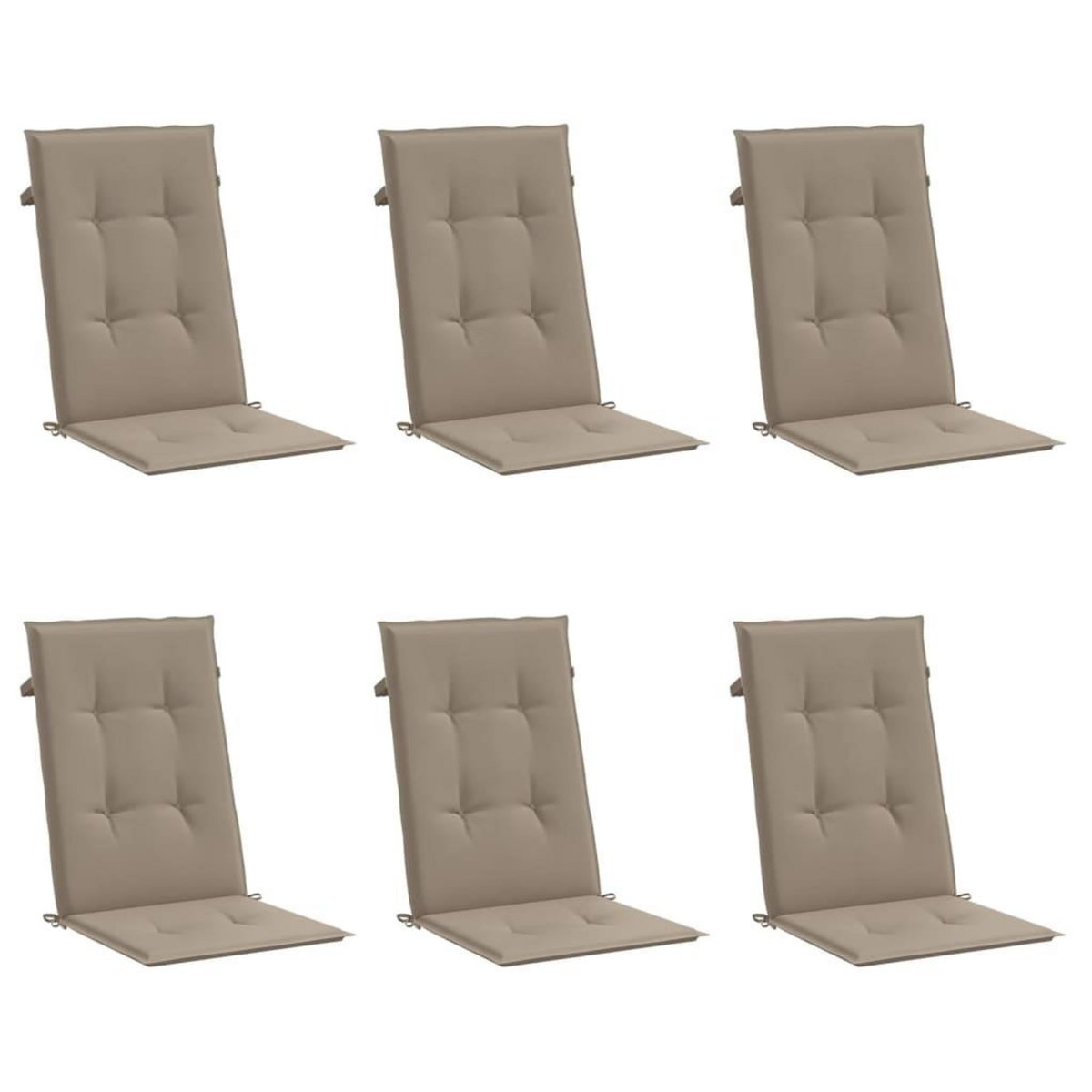 VIDAXL Coussins de chaise de jardin dossier haut lot de 6 taupe tissu