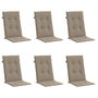 Voir la diapositive 3 : VIDAXL Coussins de chaise de jardin dossier haut lot de 6 taupe tissu