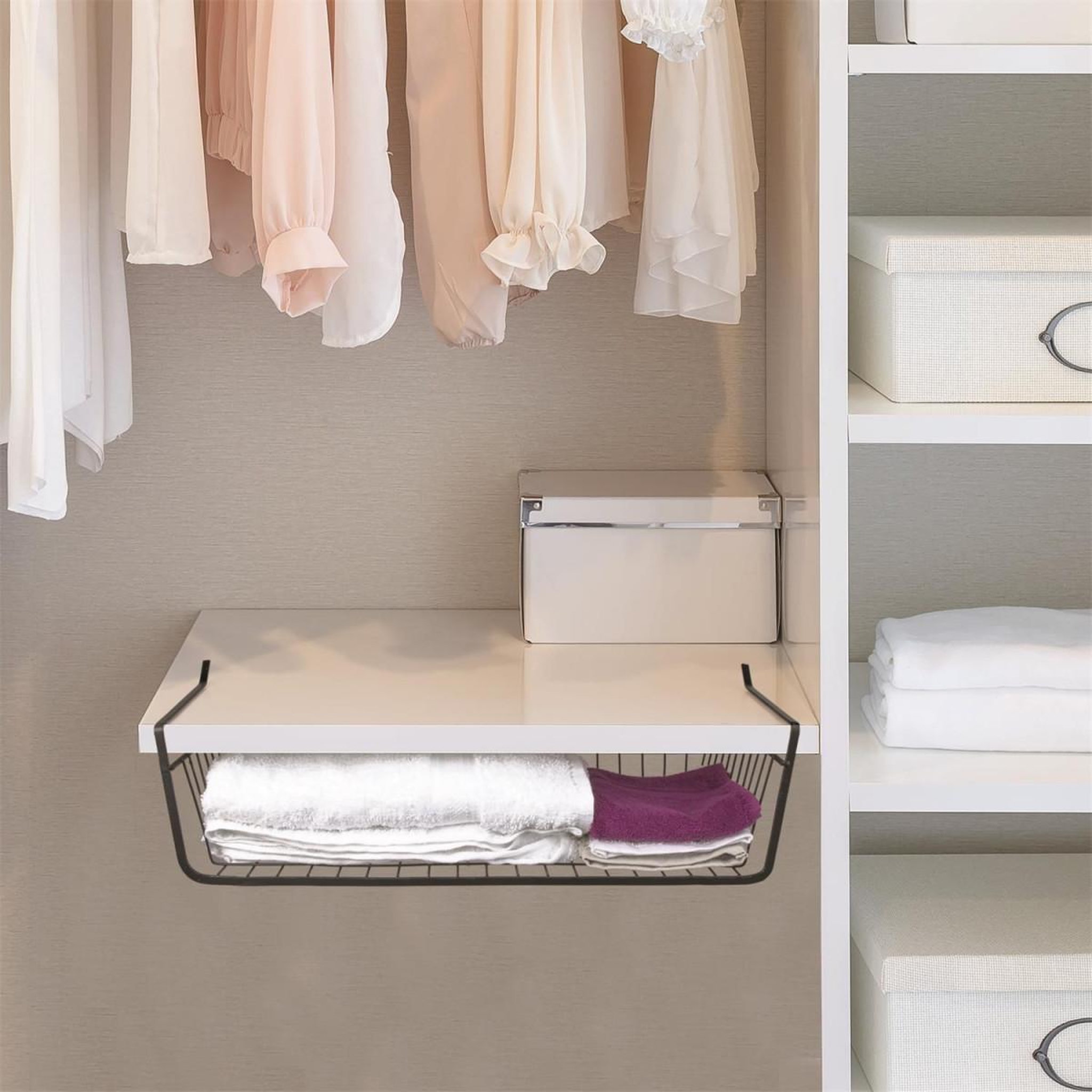 Voir la diapositive 3 : Je cherche une idee Panier de rangement suspendu  filaire  40cm noir