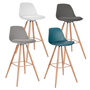 Voir la diapositive 1 : ID MARKET Lot de 4 tabourets de bar SARA mix color gris foncé, gris clair, blanc et bleu canard