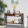Voir la diapositive 4 : HOMCOM Table Console Table d'Entrée Industriel Multi-rangements 120 x 23,5 x 75 cm Bois Noyer