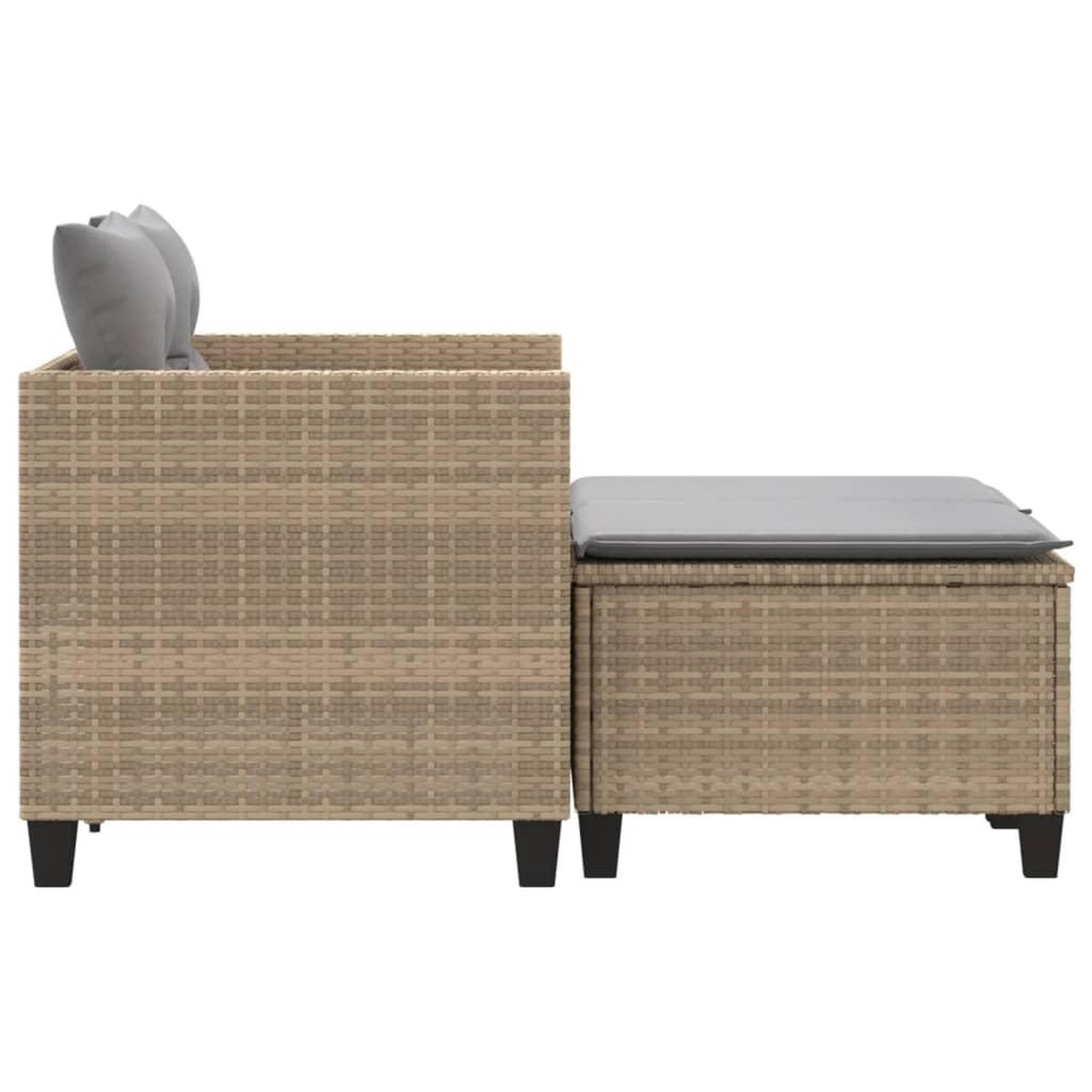 Voir la diapositive 5 : VIDAXL Canape de jardin 2 places avec tabourets beige resine tressee