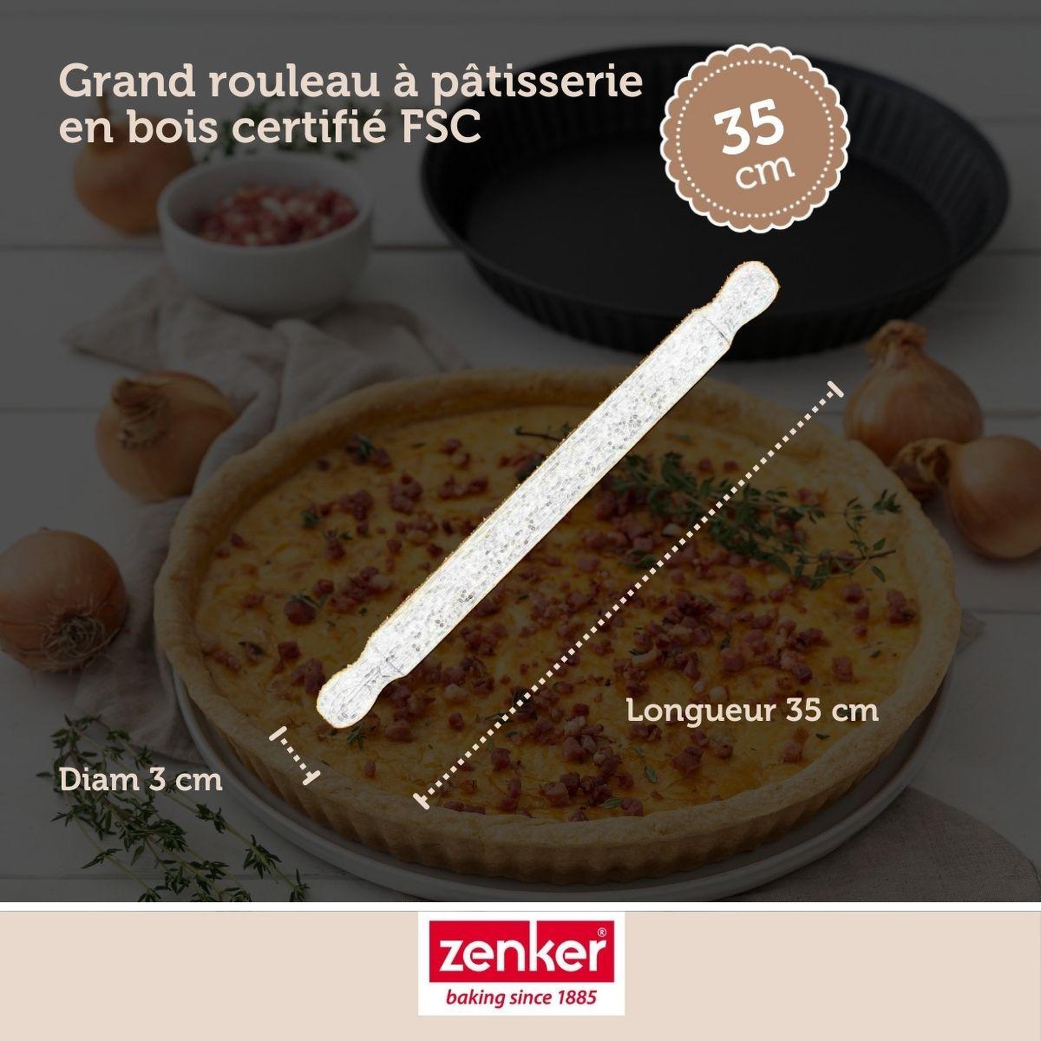 Voir la diapositive 3 : ZENKER Rouleau à pâtisserie en bois certifié fsc 35 cm zenker smart pastry