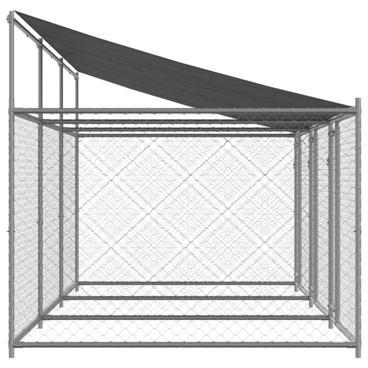 VIDAXL Cage pour chien avec toit et portes gris 6x2x2m acier galvanise