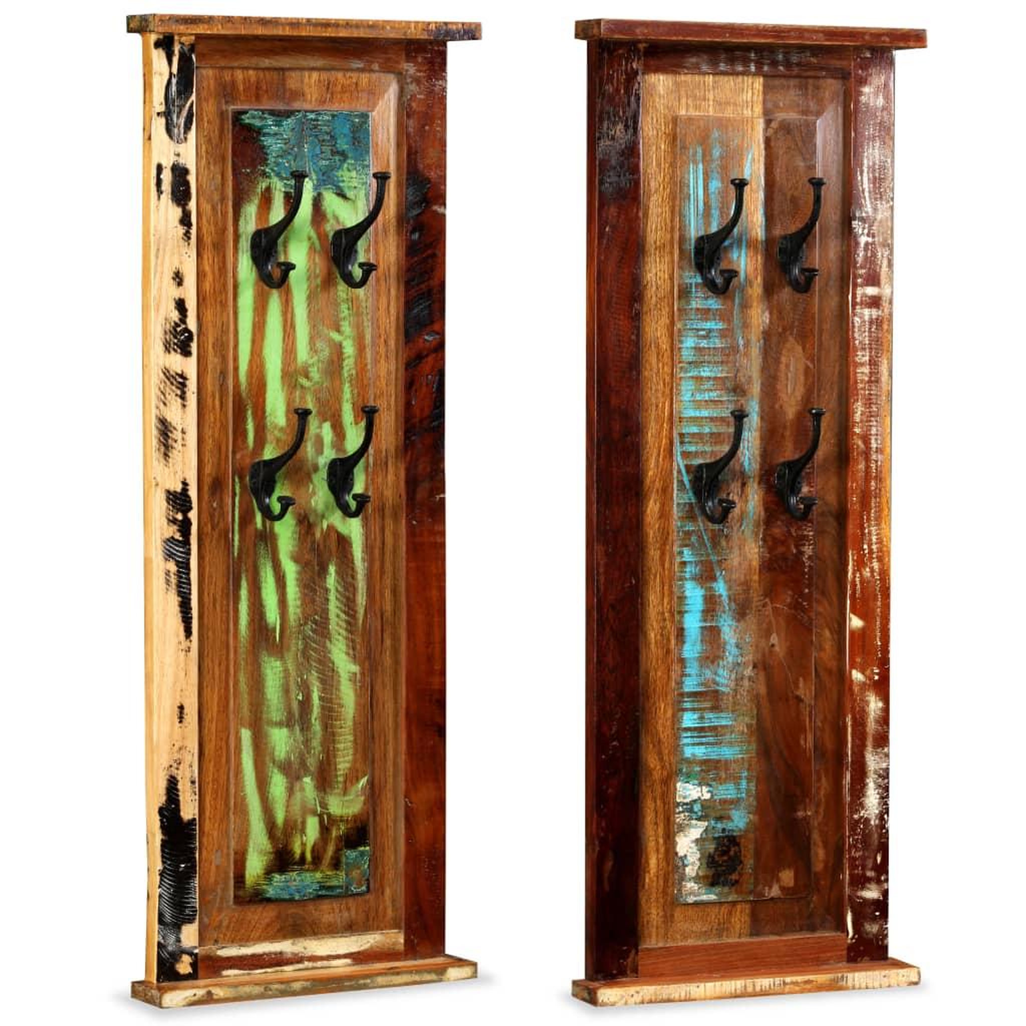 Voir la diapositive 1 : VIDAXL Porte-manteau 2 pcs Bois de recuperation massif 38x100 cm