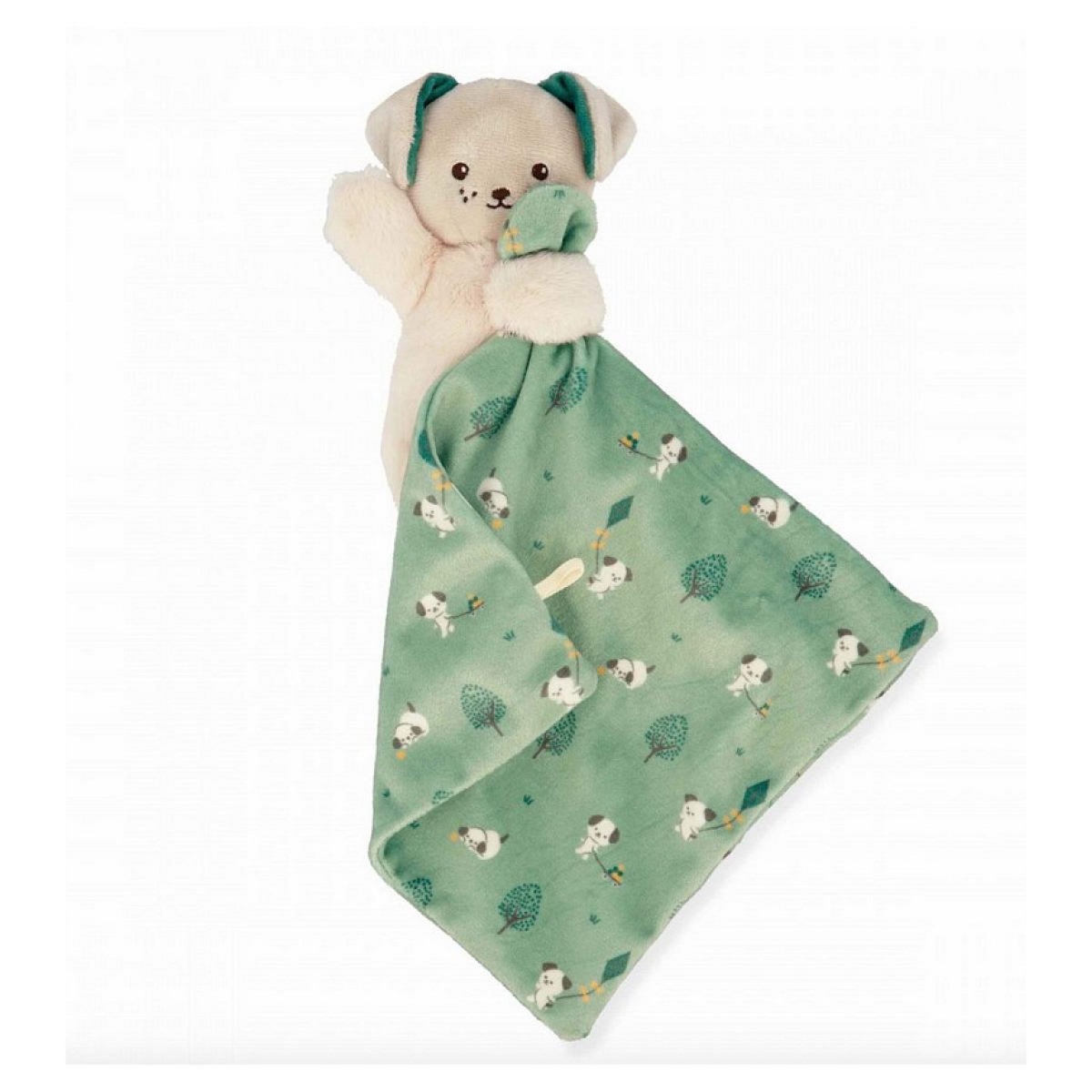 Kaloo Doudou Carre douceur Chien Vert  - 18 cm