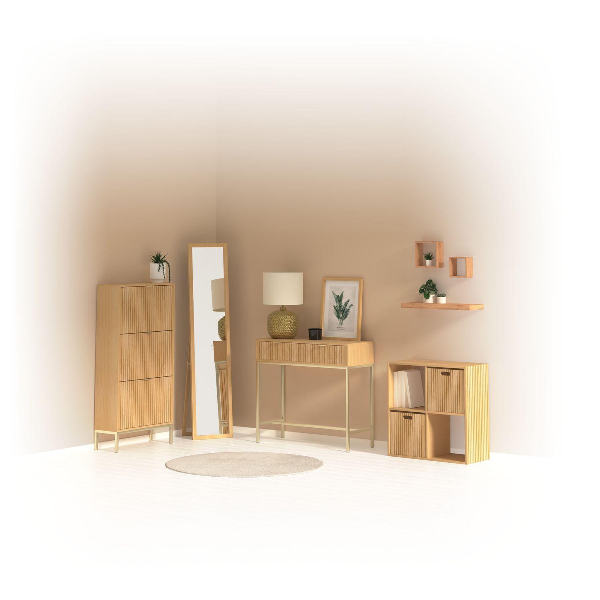 Voir la diapositive 2 : FIVE Boîte de rangement 31 x 31 en bois tasso - beige