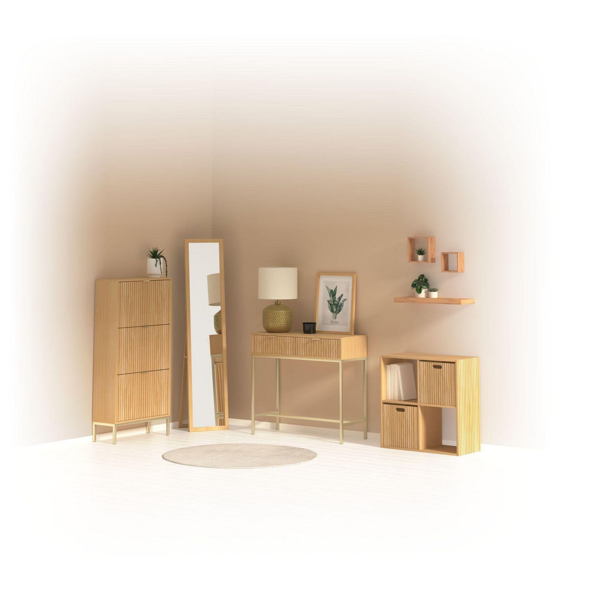 FIVE Boîte de rangement 31 x 31 en bois TASSO - Beige