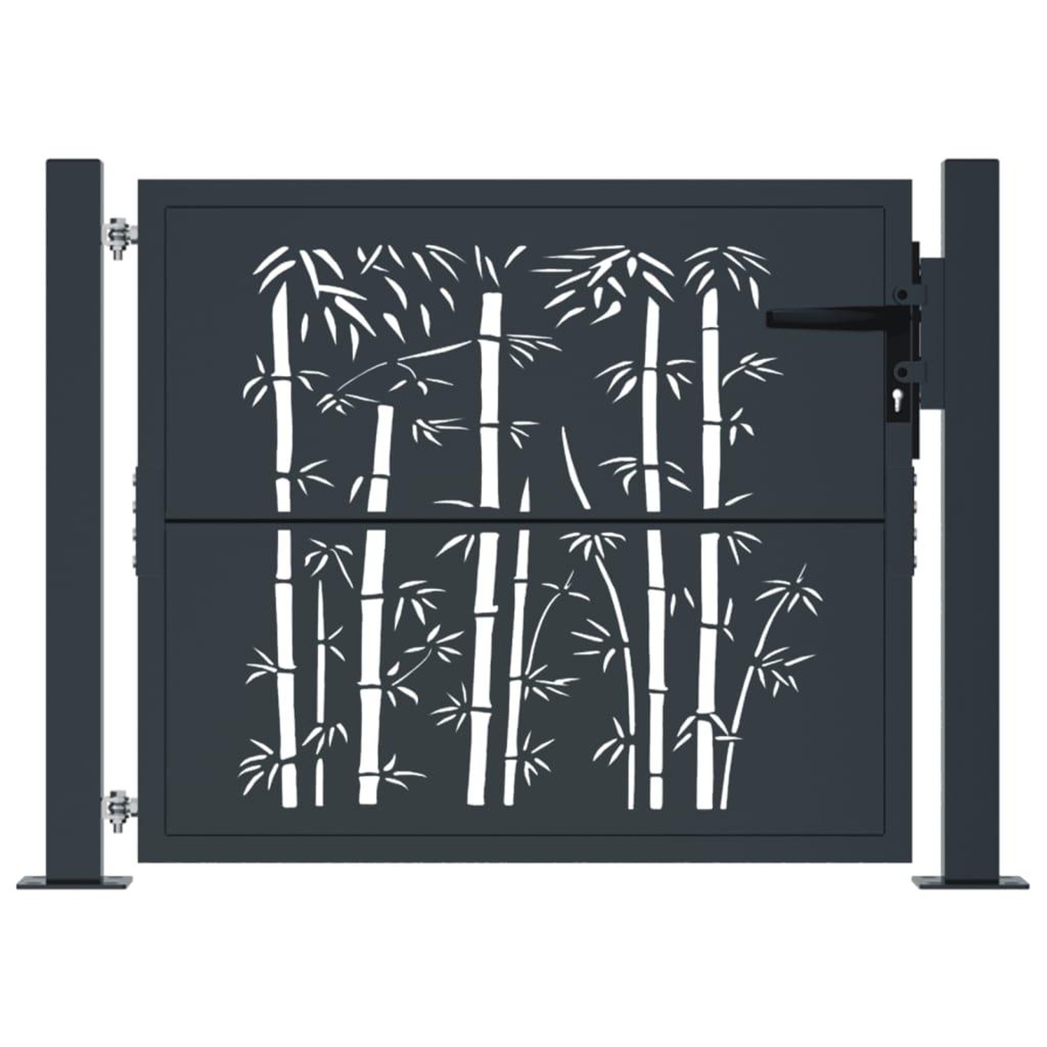Voir la diapositive 3 : VIDAXL Portail de jardin anthracite 105x80 cm acier design de bambou