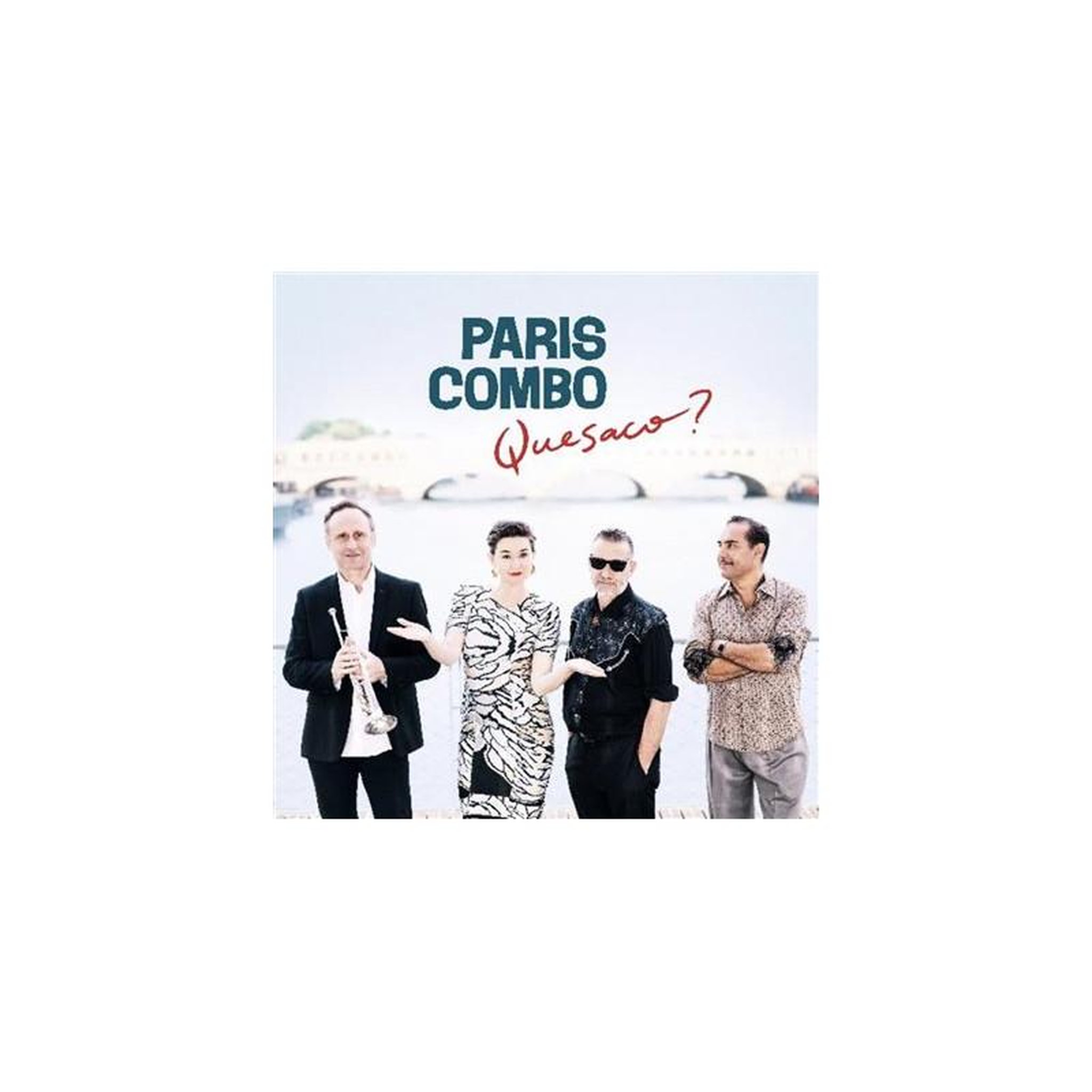 Vinyle album quesaco? « paris combo » couverture graphique typographique avec photo montage